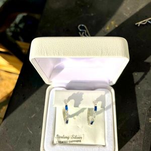 Created Blue Sapphire earrings